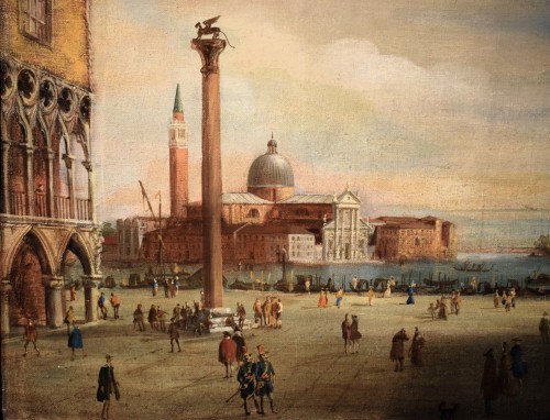 Venise, la place et le bassin Saint-Marc - Maître vénitien du 19e siècle - Tableaux et dessins Style Restauration - Charles X